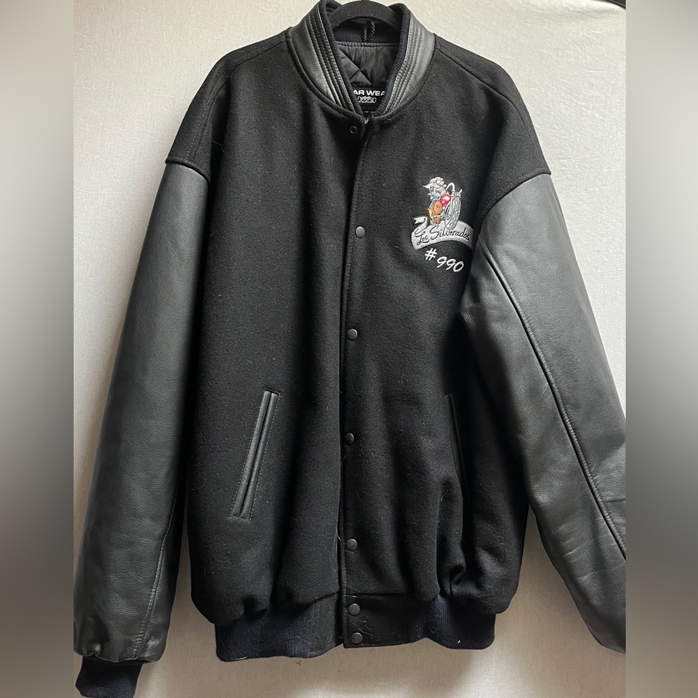 Bear Wear Vintage Wool & Leather Varsity Jacket Los Silverados Motorcycle XXL